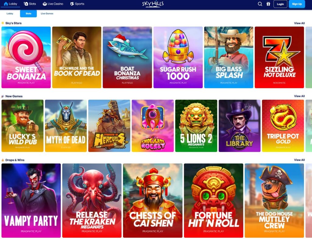 Skyhills – Extensive Game Portfolio & Sports Betting