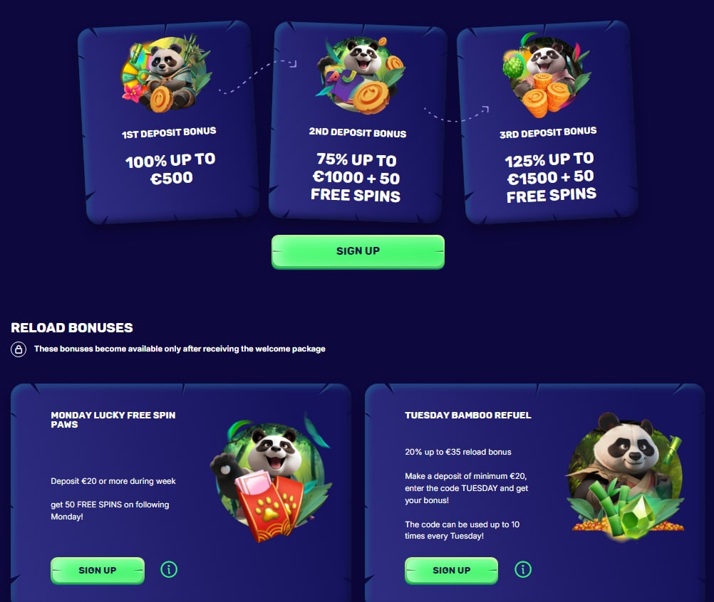 Generous Bonus Offers Spin Panda Casino
