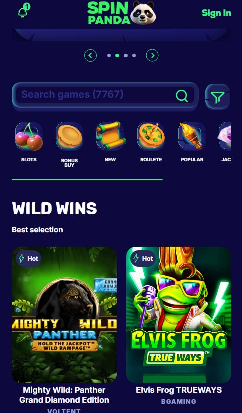 Introduction of Spin Panda Casino 2st image