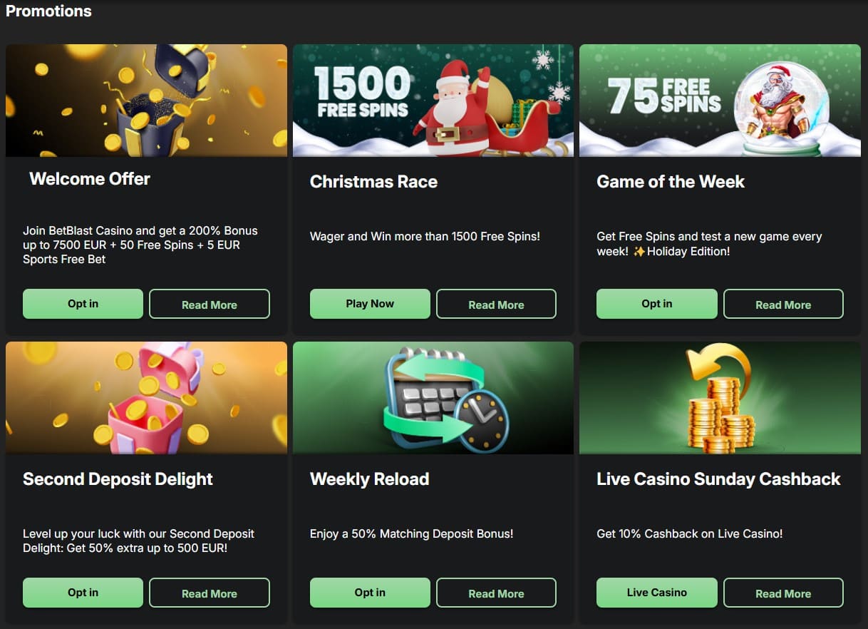 Betblast Casino Promotions