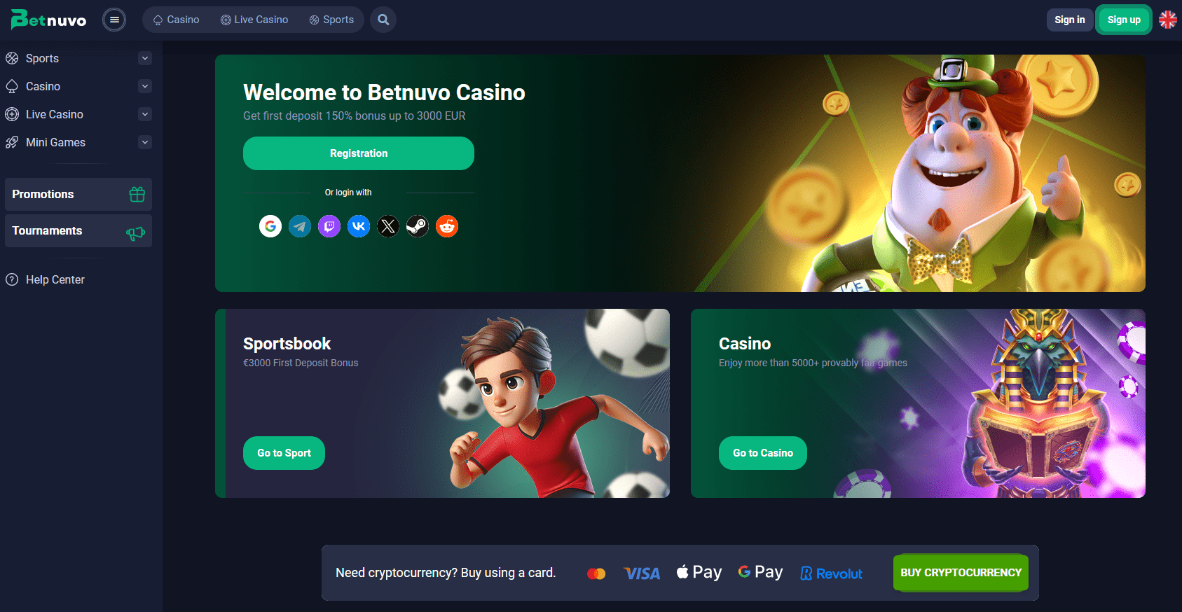 Betnuvo Casino Interface