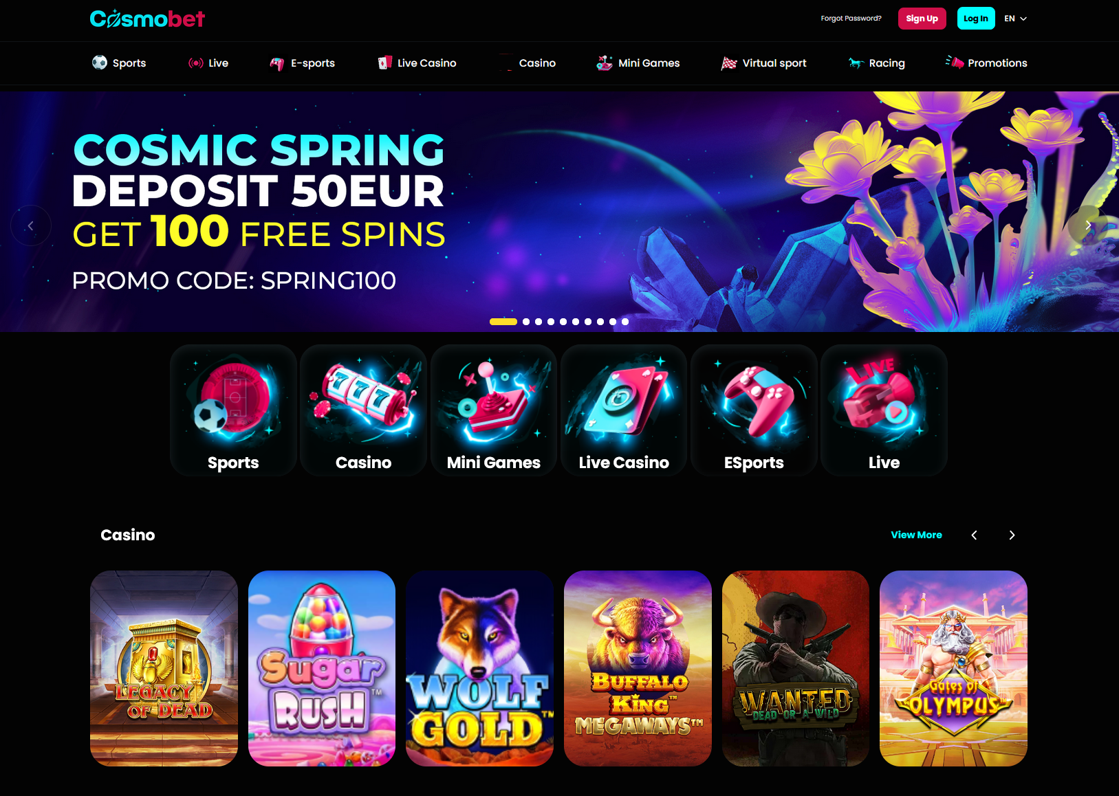 Cosmobet Casino Homepage