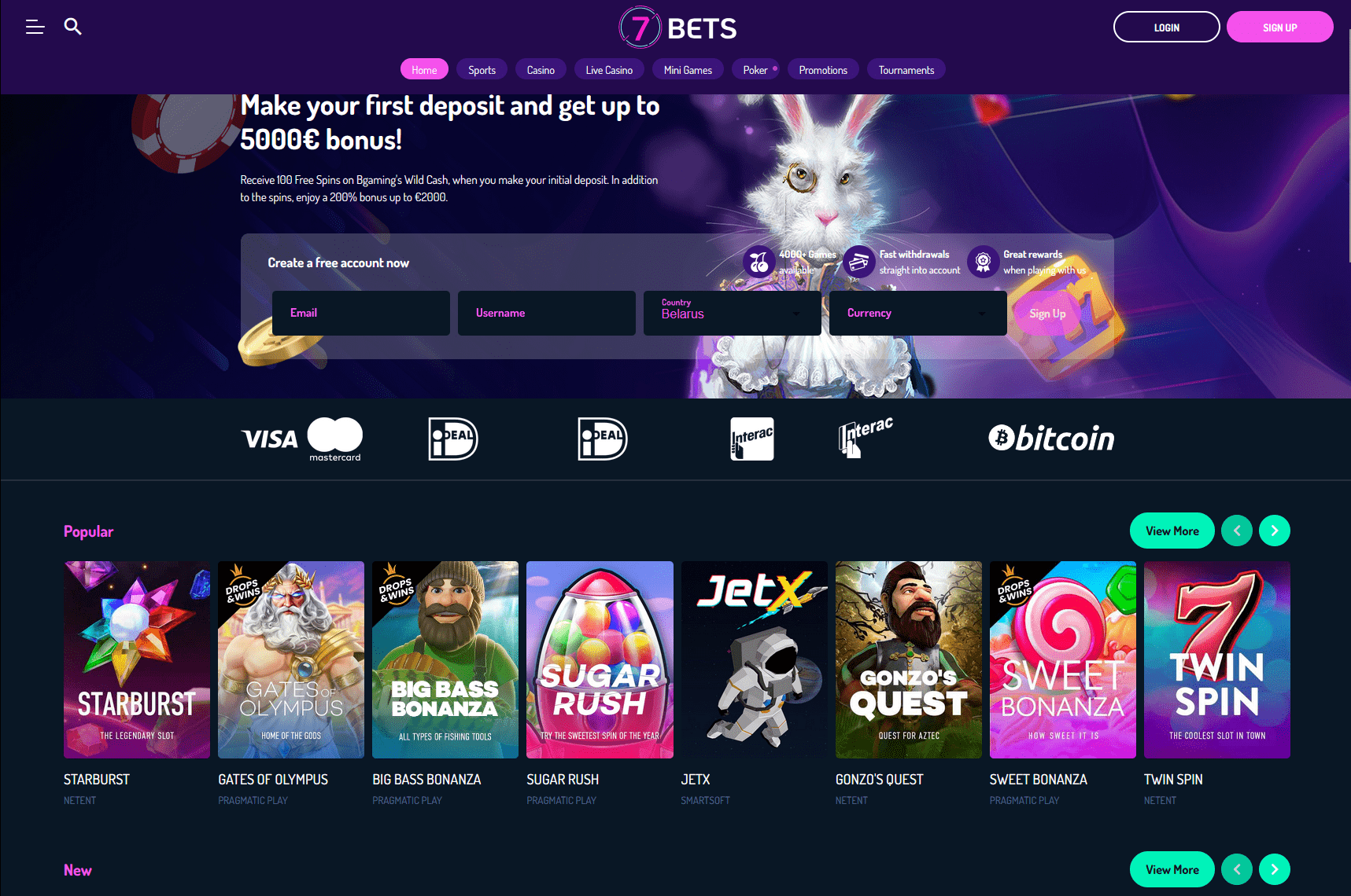 7bets Casino Homepage