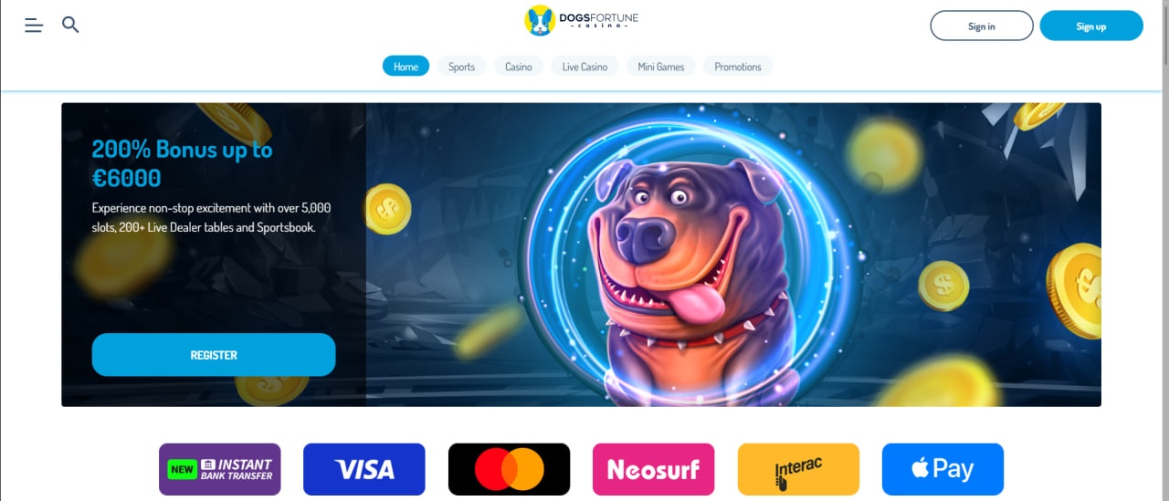 DogsFortune Casino Mainpage