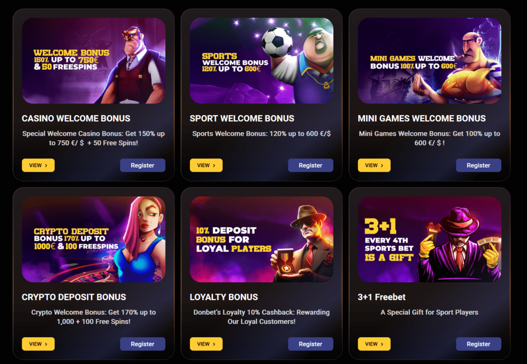 DonBet bonuses and crypto bonus