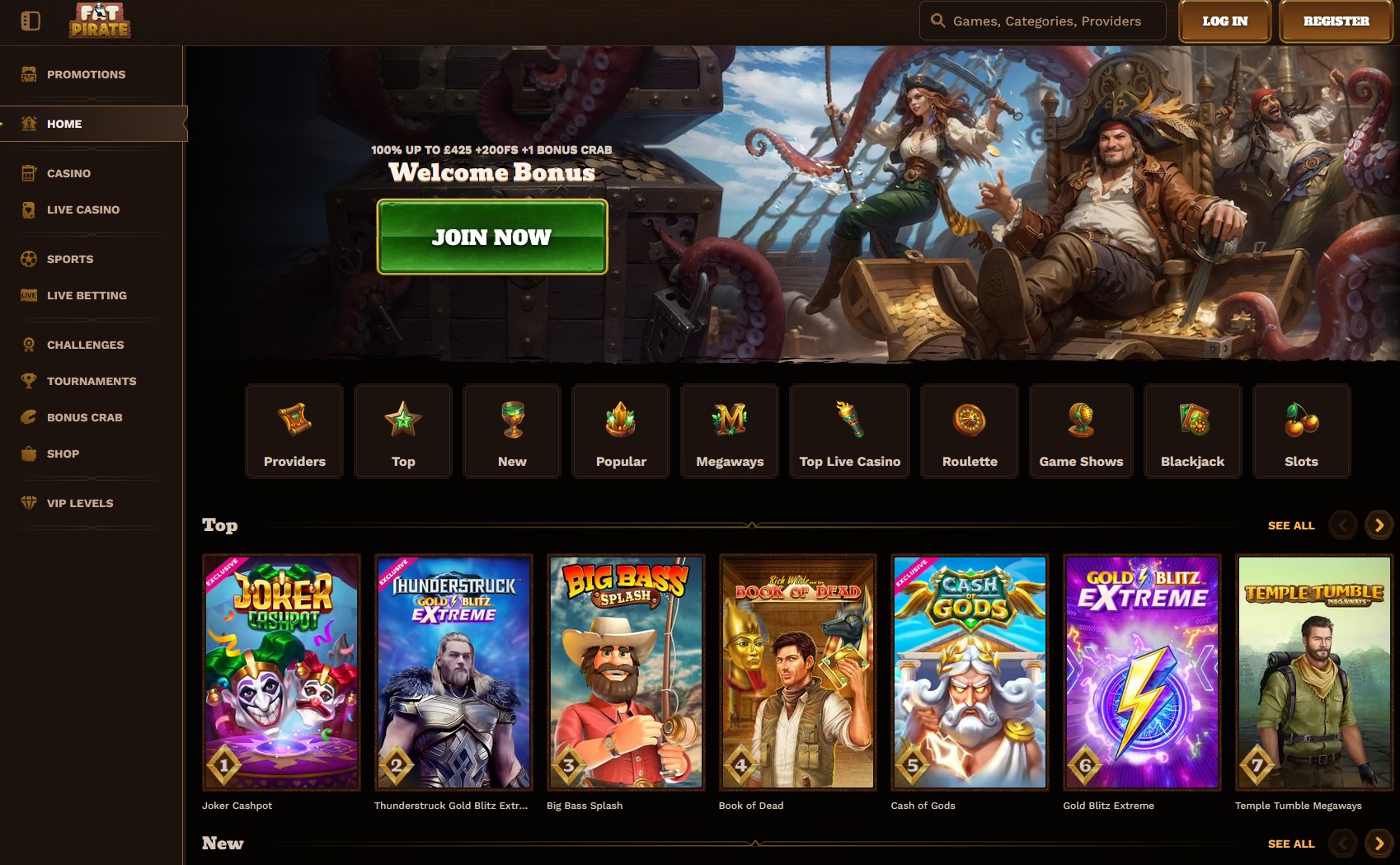 FatPirate Casino Homepage