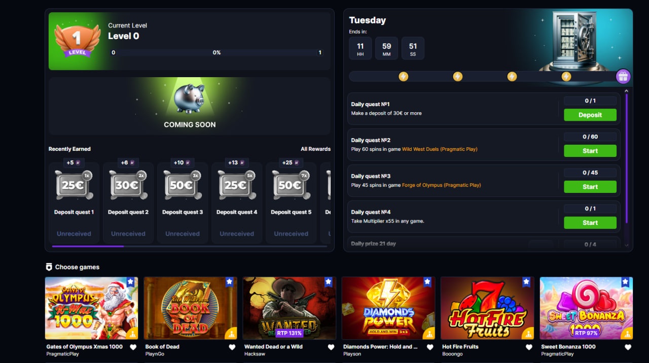 Hash Lucky Casino Mainpage