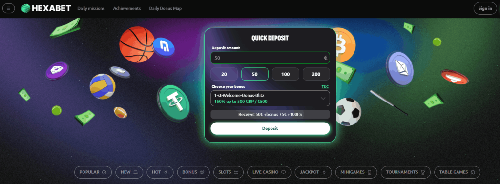 Hexabet Casino quick deposit