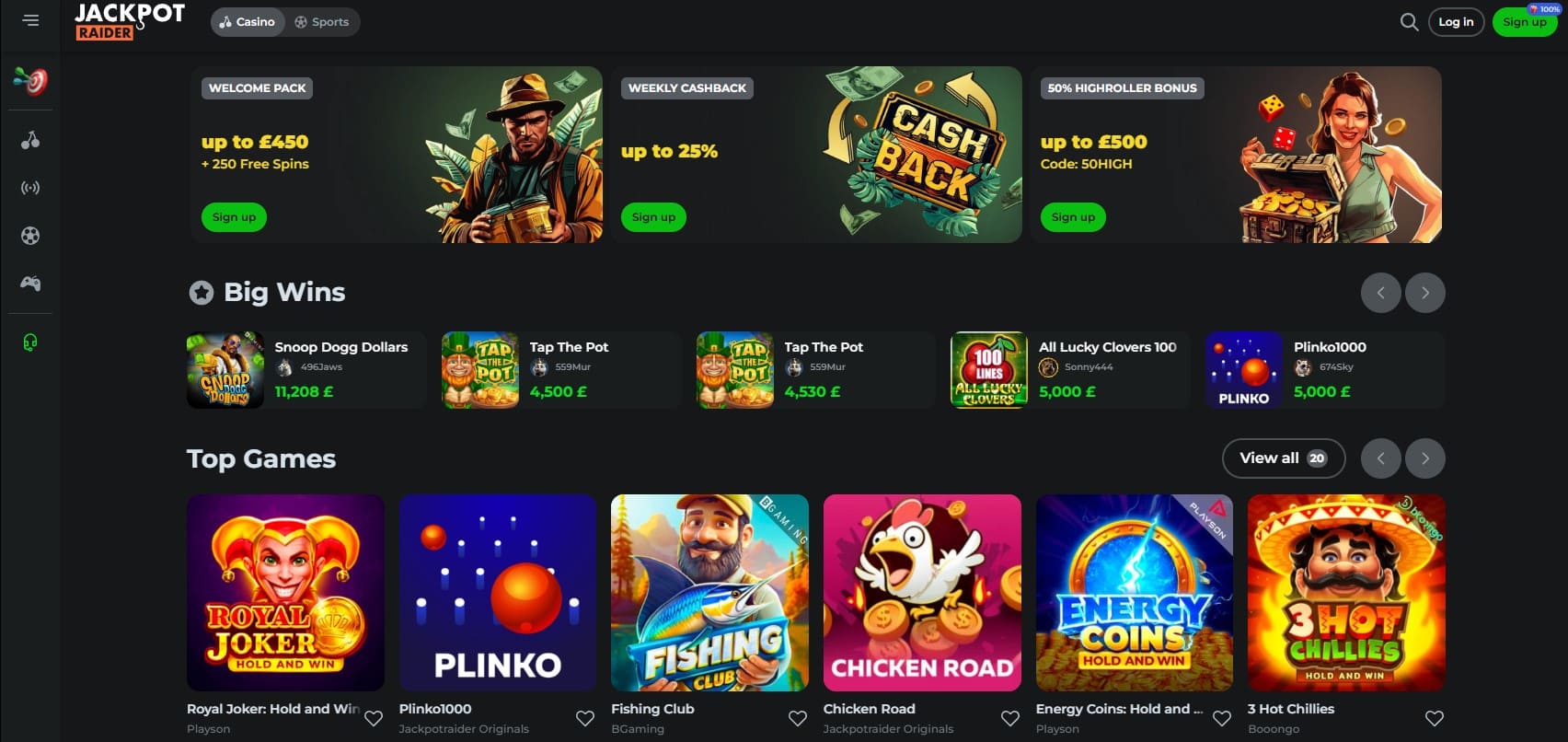 Jackpot Raider Casino Main