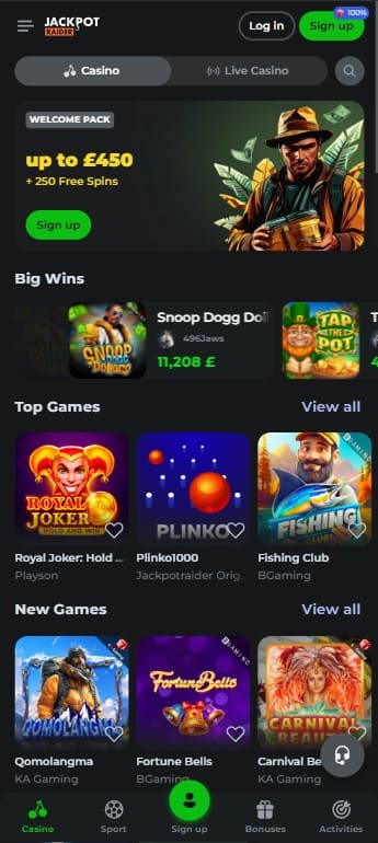 Jackpot Raider Casino Mobile Version