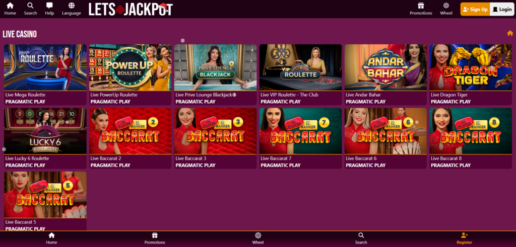Lets Jackpot Casino live