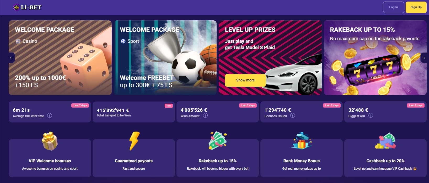 Libet Casino Homepage