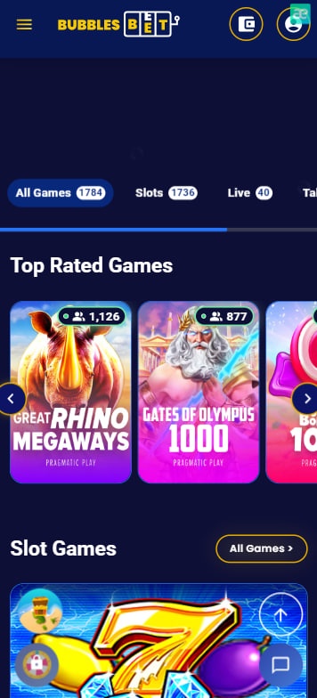BubblesBet Casino Mobile