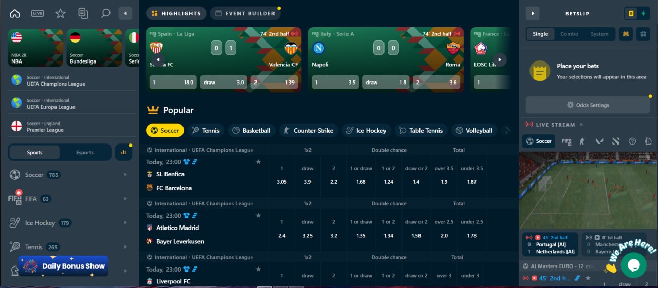Rollino Casino Betting Section