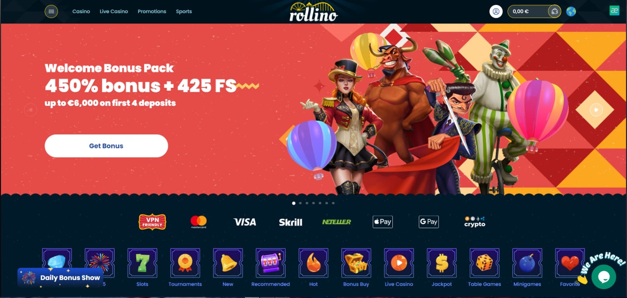 Rollino Casino Homepage