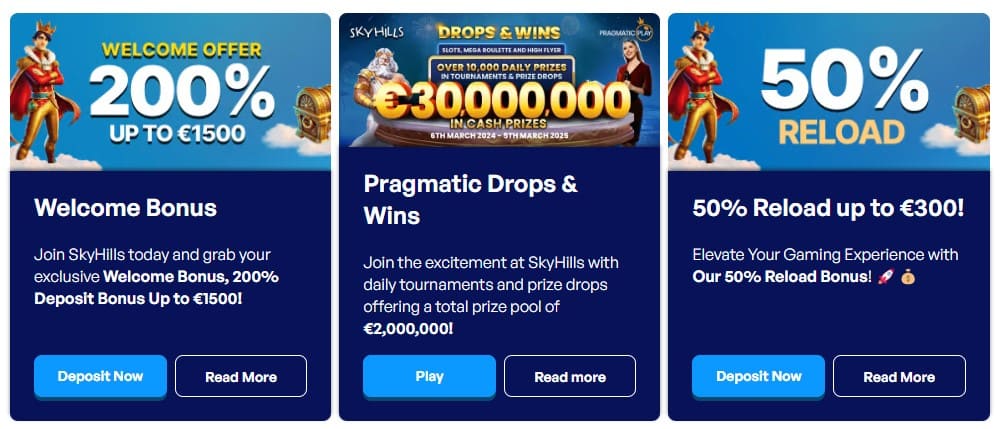 Skyhills Casino Bonuses and Promotions