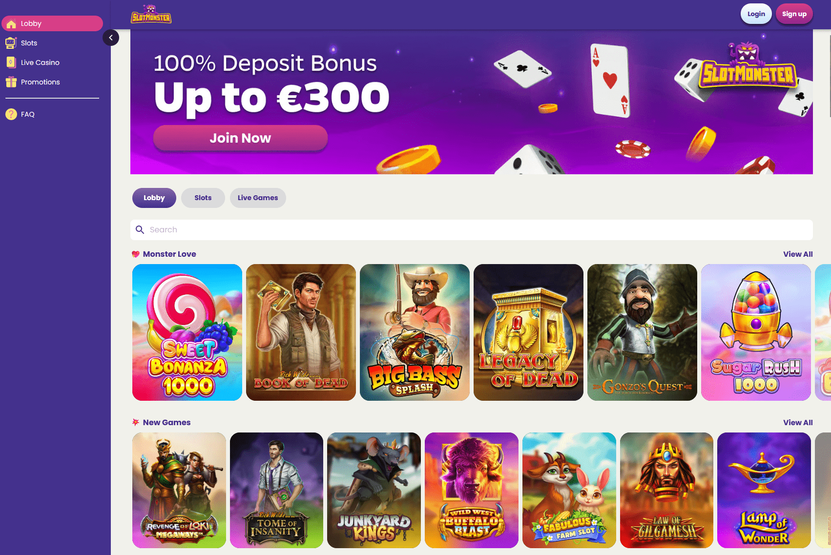 Slotmonster Casino Homepage
