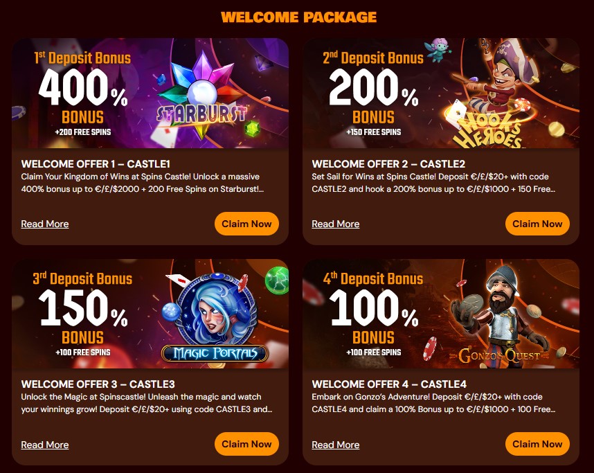 Lavish Bonuses at Spinscastle Casino