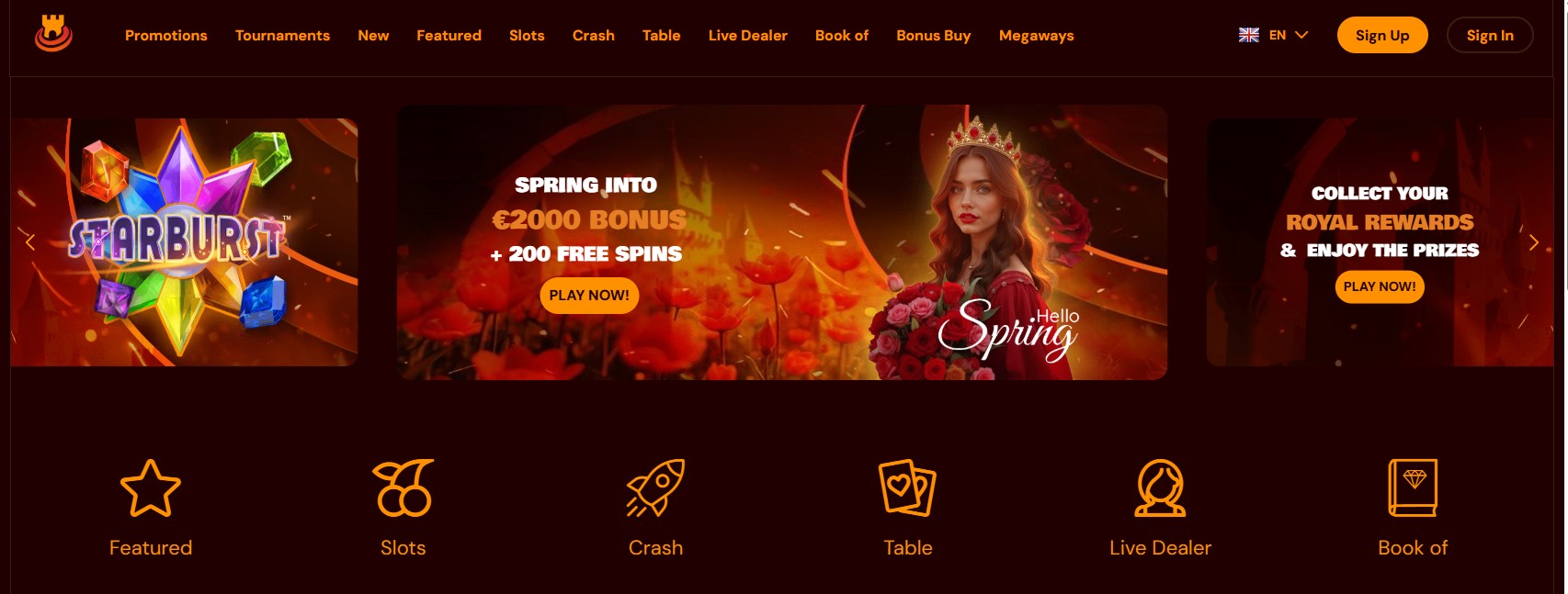 Spinscastle Casino Interface