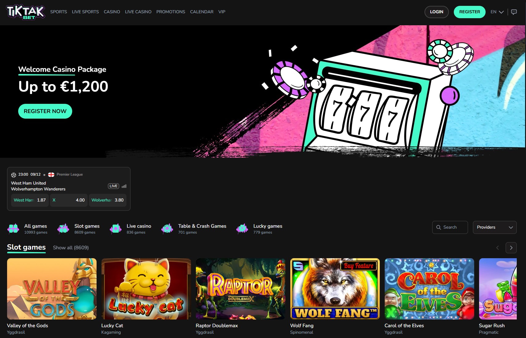 TikTakBet Main Page