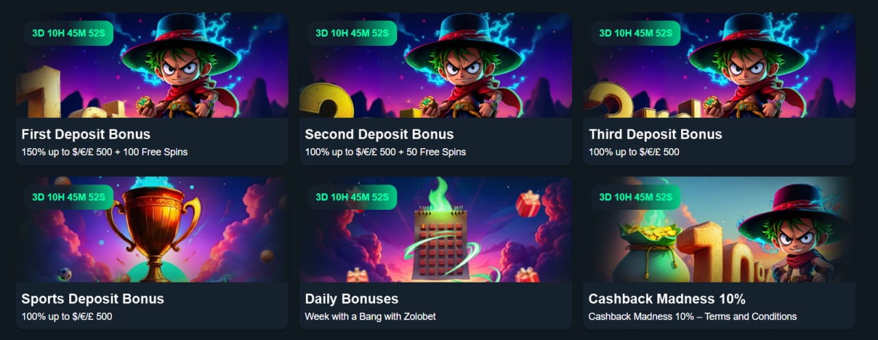 Zolobet Casino Bonuses
