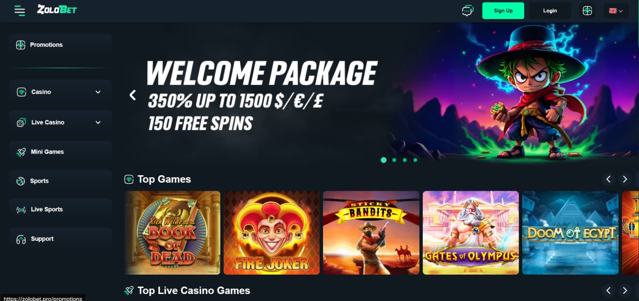 Zolobet Casino Mainpage