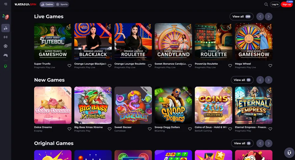 Variety of Katanaspin Casino Games