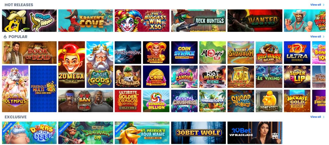 30 Bet Casino Games