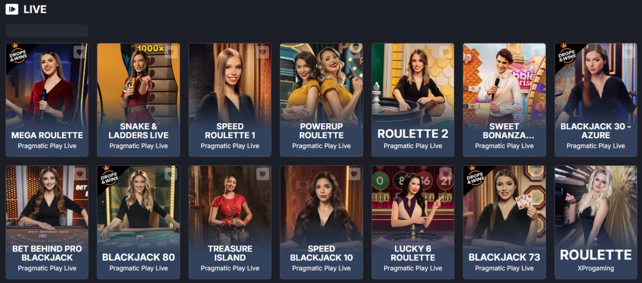 Monixbet Live Casino Games
