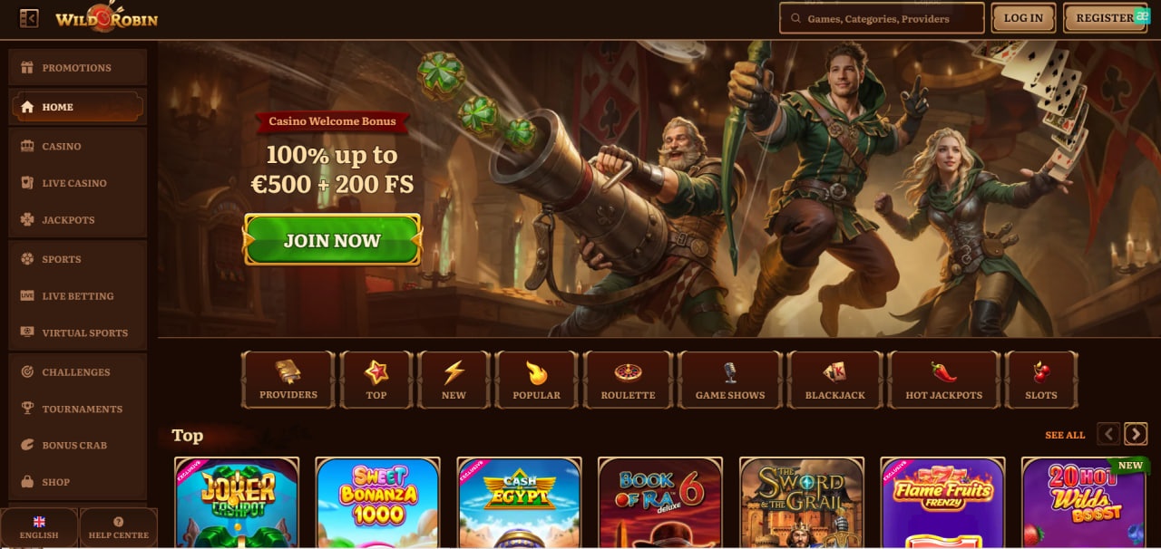 Wild Robin Casino Design & Interface