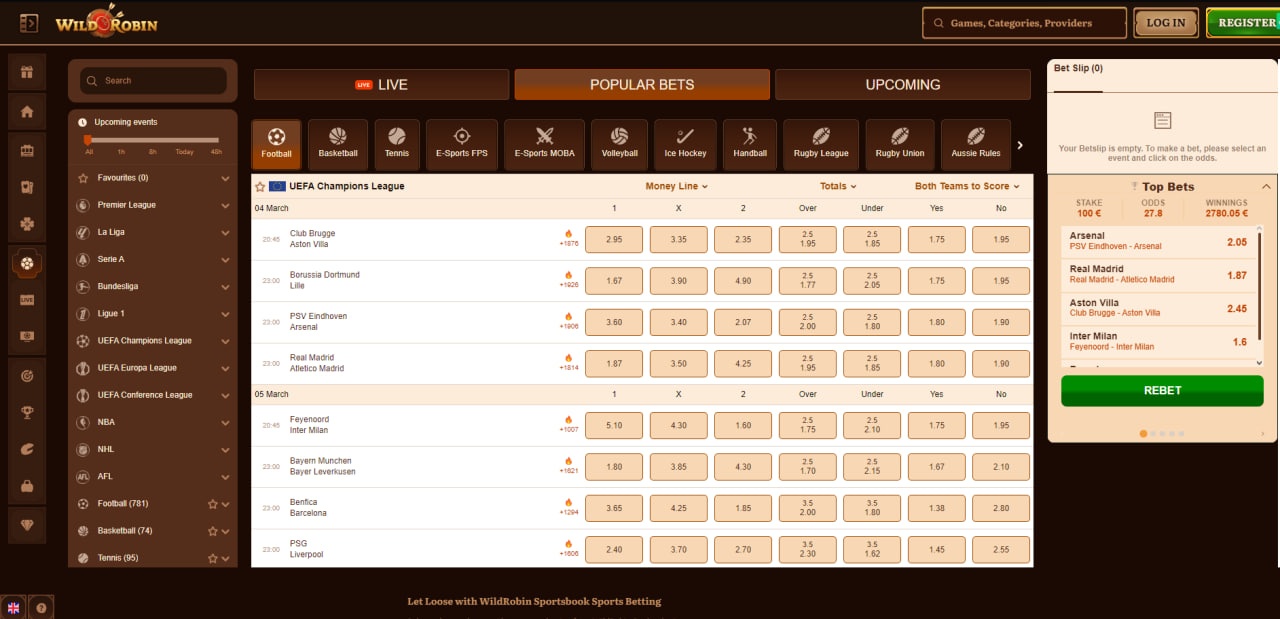 Wild Robin Casino Sports Betting