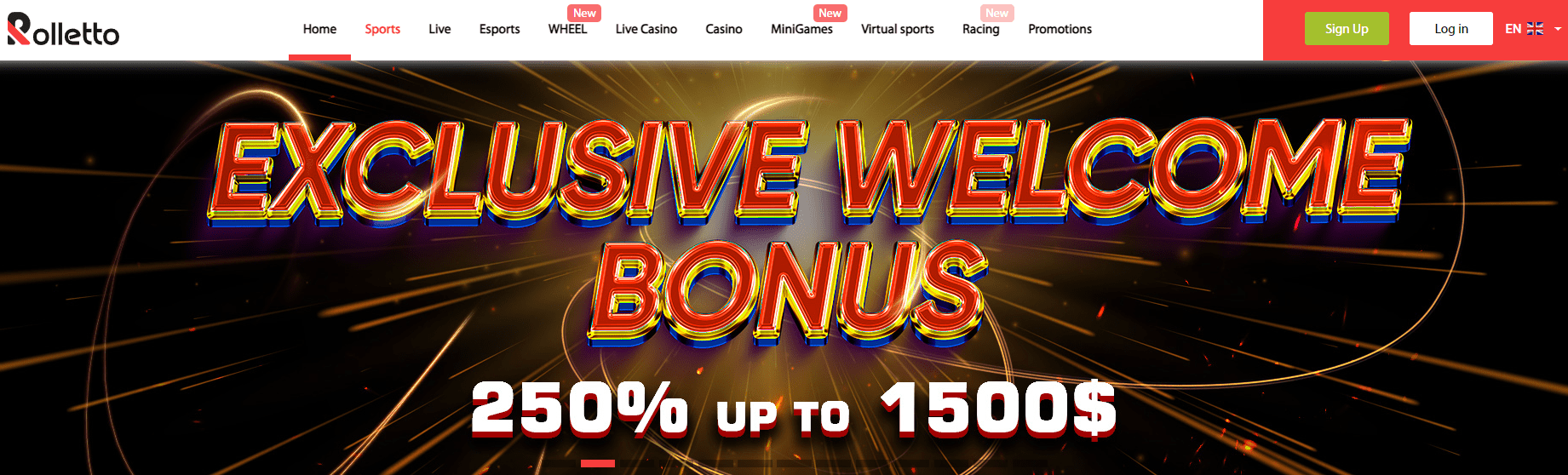 rolletto casino design and interface