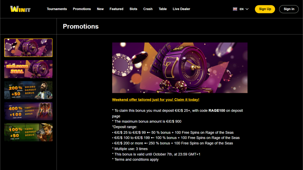WinitBet Casino promotions